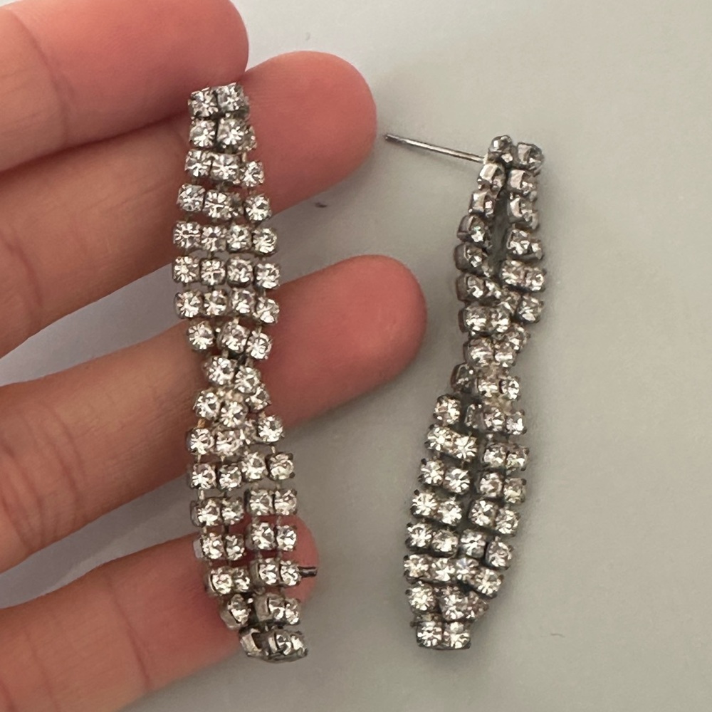 Sterling Silver Cubic Zirconia Dangle Sparkle Earrings